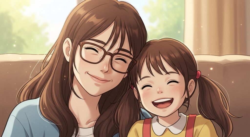 笑う母と子ども