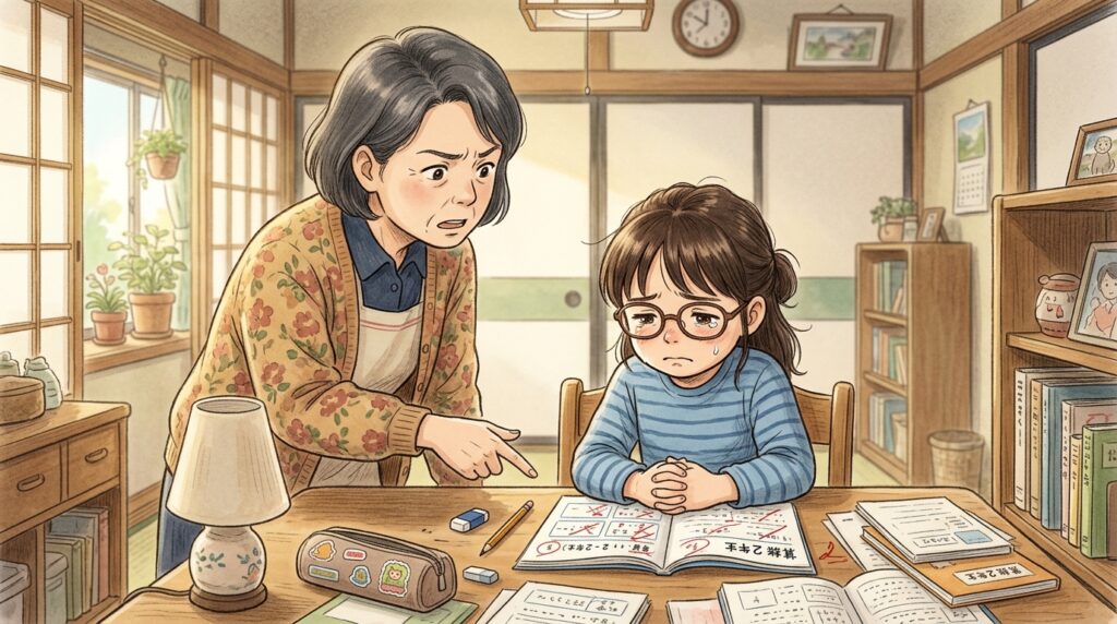 勉強がわからなくて怒られる女の子