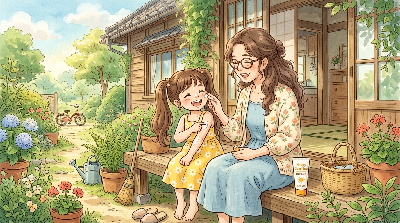 親子で日焼け止め