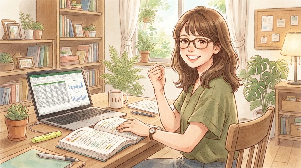 仕事ができてガッツポーズをする女性